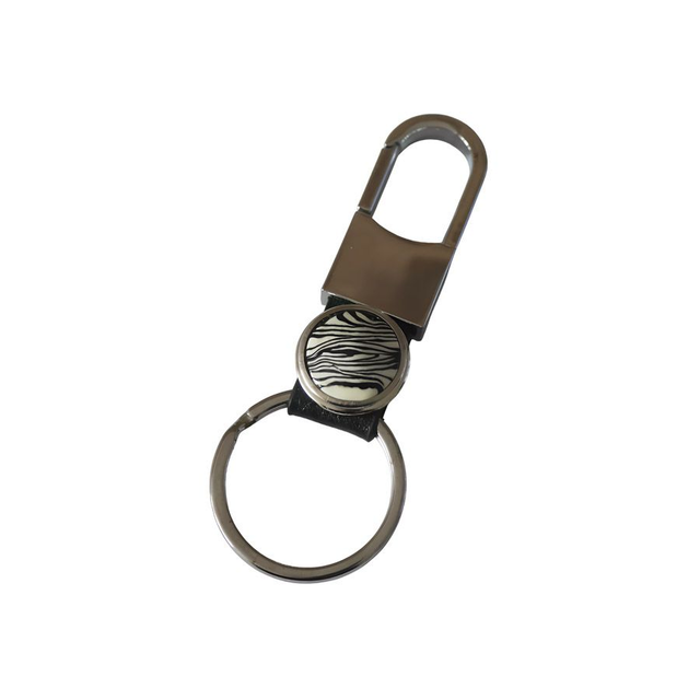 Porte-clés en cuir noir rayé noir