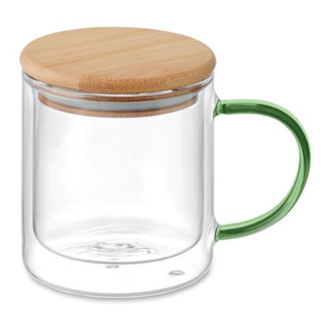 Double walled mug with bamboo lid