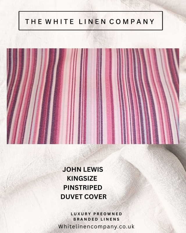 JOHN LEWIS -Pink Purple Lilac Pinstripe KING Duvet Cover PolyCotton