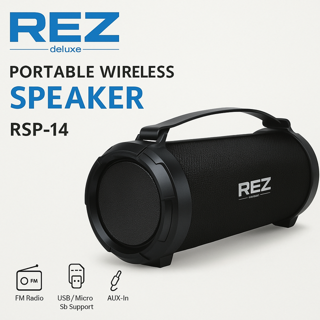 REZ RSP-14 Portable Wireless Speaker – Bluetooth mit FM, USB & AUX