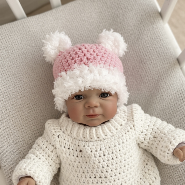 Fluffy Trim Bear Hat - Pink