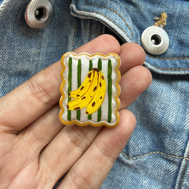 Banana Postage Stamp Pin Badge