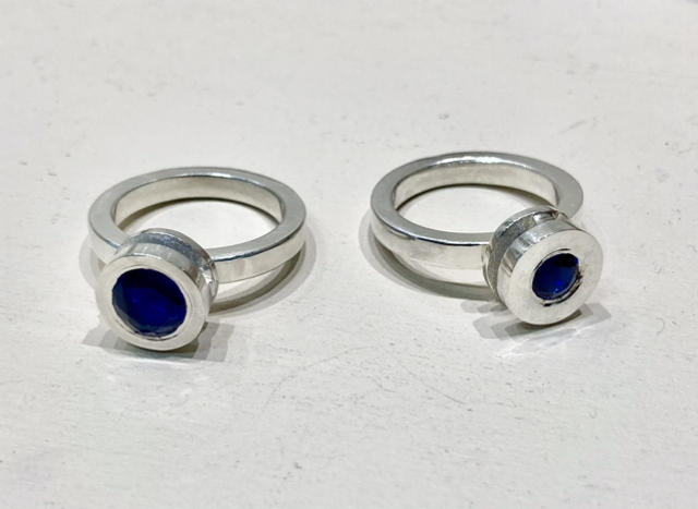 Siamite Silver ring Sapphire blue