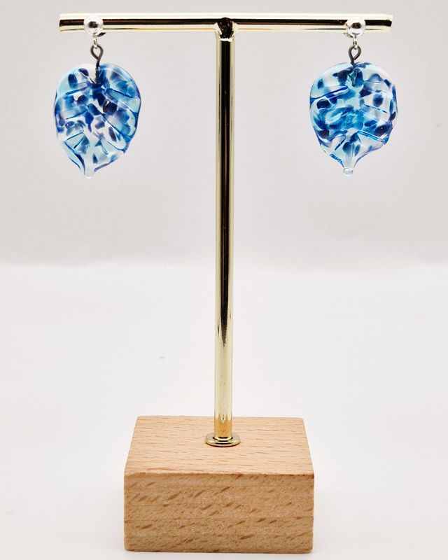 Clous Feuilles bleues et aventurine bleu brillante (C)