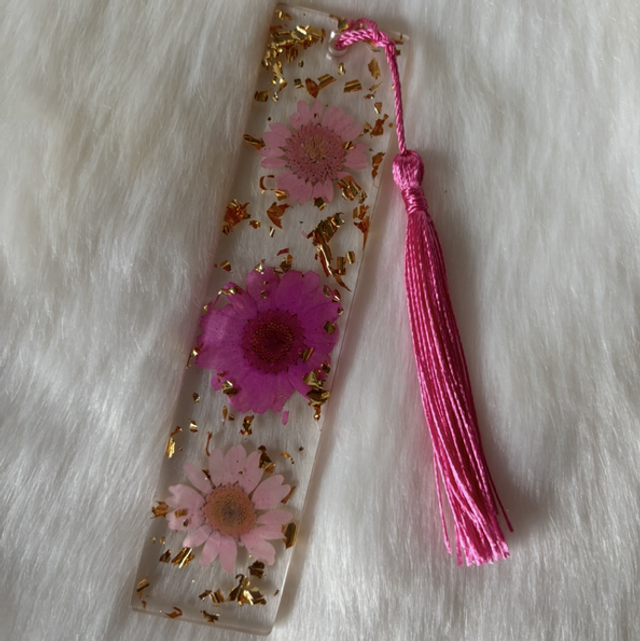 Marque-pages fleurs rose et fuchsia