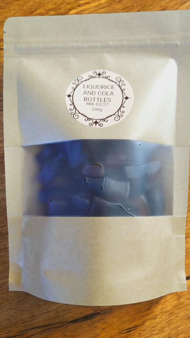 Liquorice and cola flavour bottles 