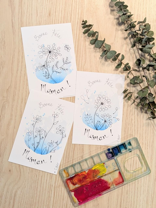 Carte "bonne fête maman" à peindre au doigt pour bébés 1-4 ans