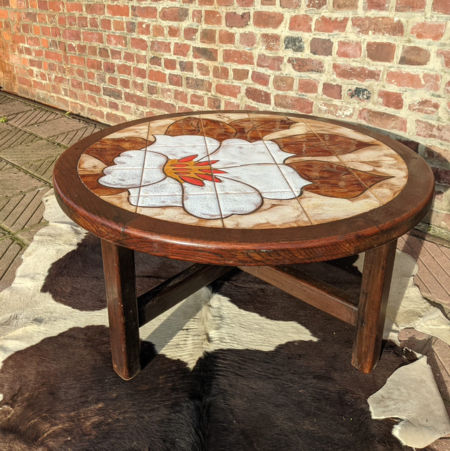 Table basse ronde carrelage