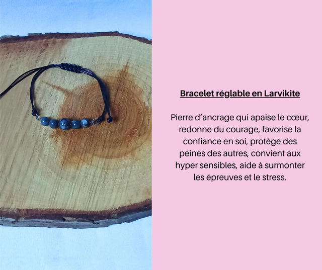 195- Bracelet réglable en Larvikite