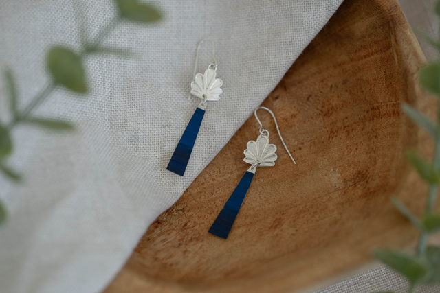 Boucles d'oreilles Calyx - Argent, bleu
