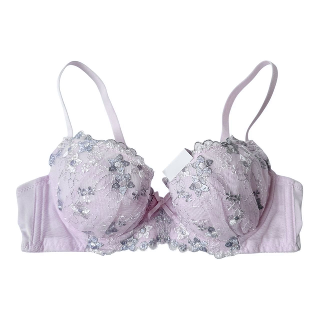 Purple floral embroidered Japanese Bra UK 32A  