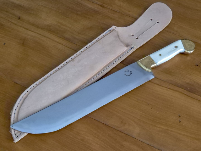 Facão Bruto Aço Inox 420c 12 Pol Cabo Osso Bovino Com Bainha