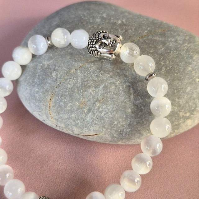 Bracelet élastique ESSAOUIRA - Sélénite & Buddha