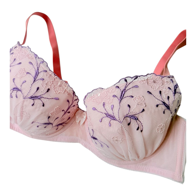 Pink + purple Embroidered Japanese Bra UK 36D