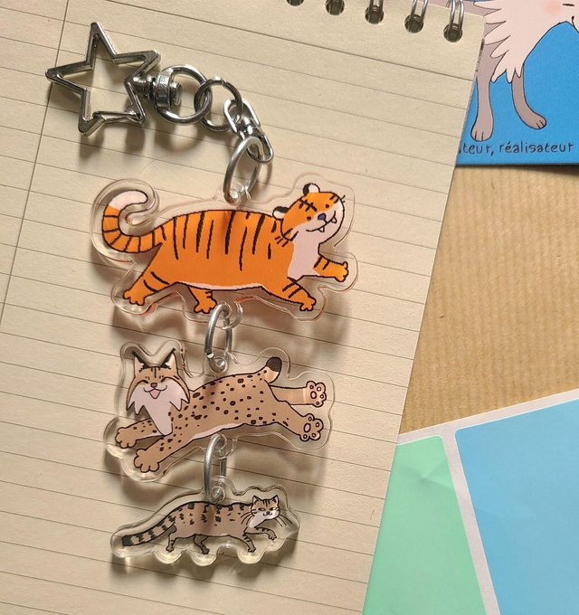 Keychain - Segment keychain tiger bobcat and wild cat 