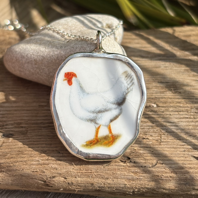 Recycled Pottery & Recycled Silver Necklace