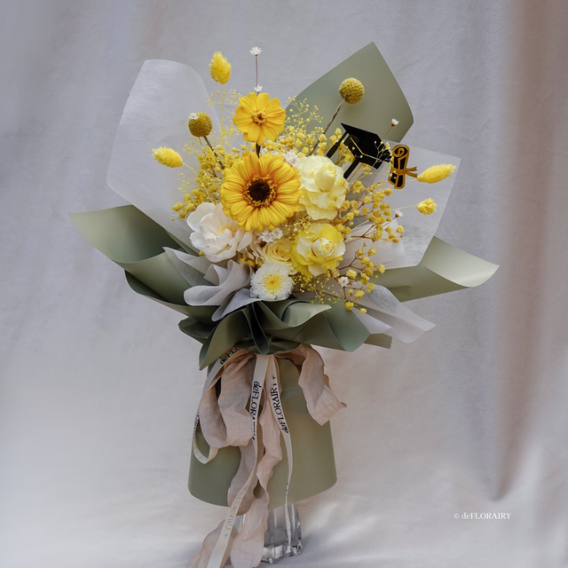 Preserved Gerbera &amp; Rose Bouquet | Yellow Flowers | Next-Day Flower Delivery in Bristol | UK-Wide Delivery