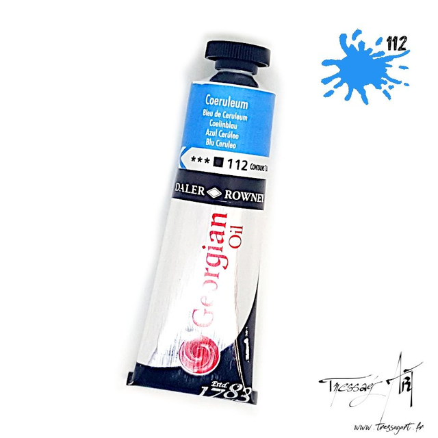 DALER ROWNEY - PEINTURE A L'HUILE GEORGIAN 38mL - BLEU DE CERULEUM 112 - CA133112