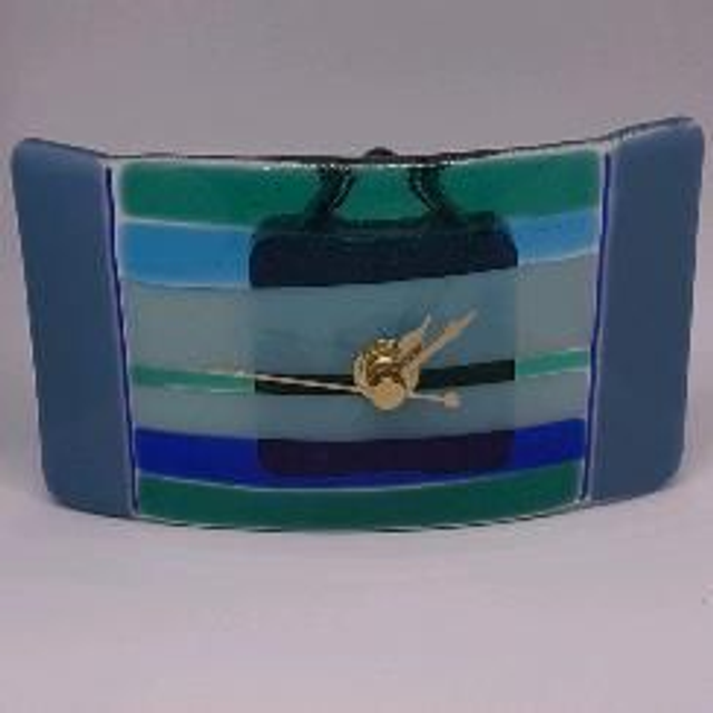 Blue fused glass clock