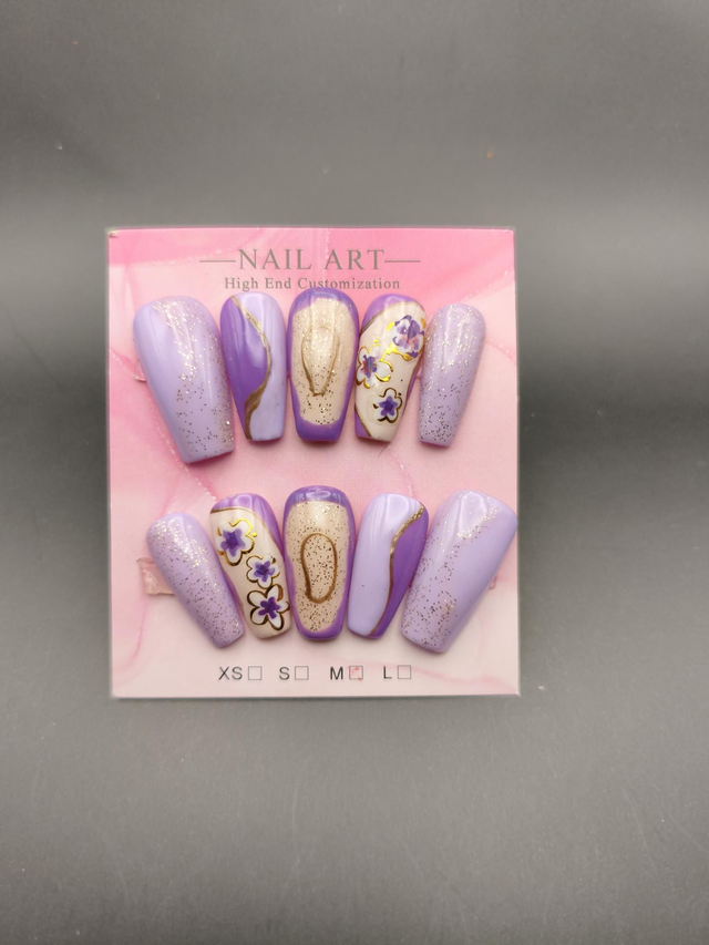 Kit Press-on violet doré taille M