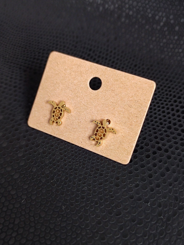 Edelstahl Ohrstecker | Schildkröte | Gold