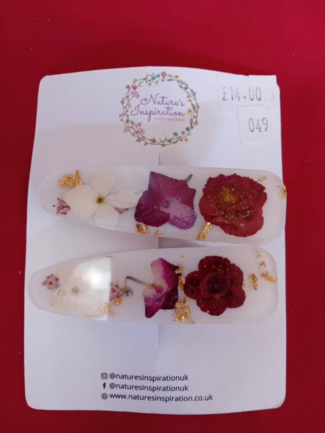 049 - Pink flower hairclips - Nature Inspiration