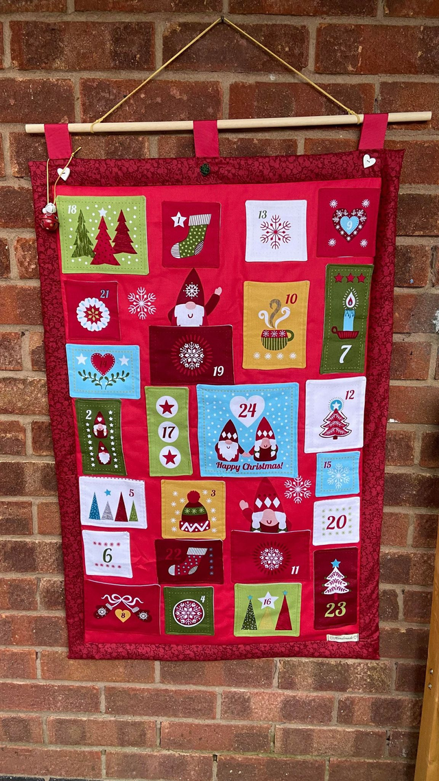 Large Scandi Gnome Fabric Advent Calendar with free personalised name tag