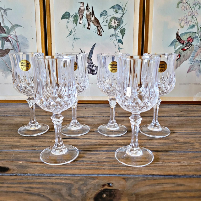 X Verres à vin en cristal, Cristal d&#039;Arques Longchamp 