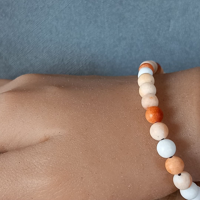 Bracelet ajustable en Aventurine pêche mat