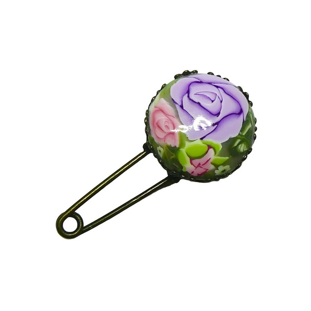 Broche épingle rétro rose mauve