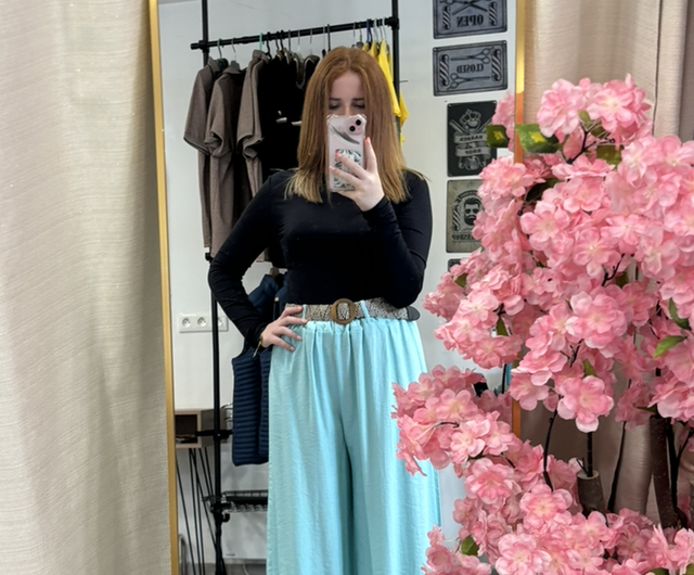 Pantalon fluide bleu ciel 