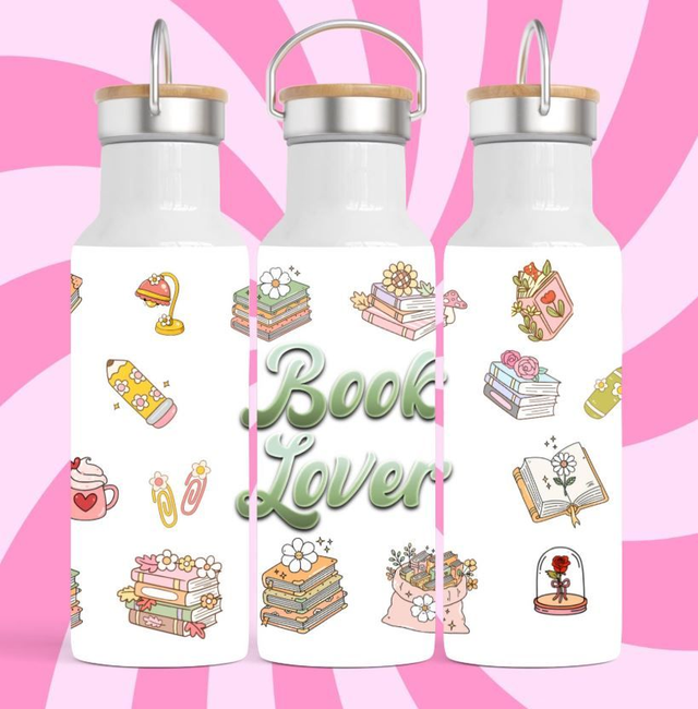 GOURDE BAMBOU BOOK LOVER WHITE