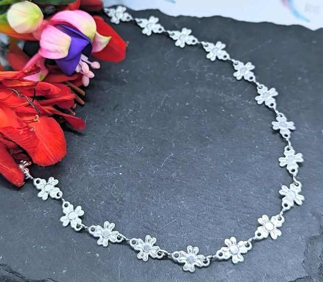 Stainless Steel Floral Boho Link Necklace