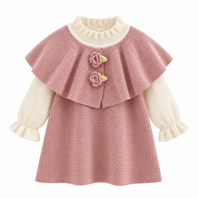 Knitted flower detail dress