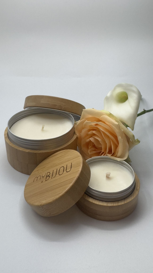 Bougie parfum tropicale acidulée - Collab Mybijou X Bougies Le Loup Blanc - Création de bougies avec les récipients de nos clients.