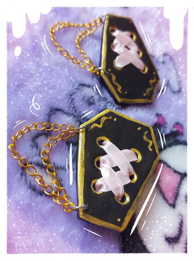  Barrette goth kawaii cercueil - doré