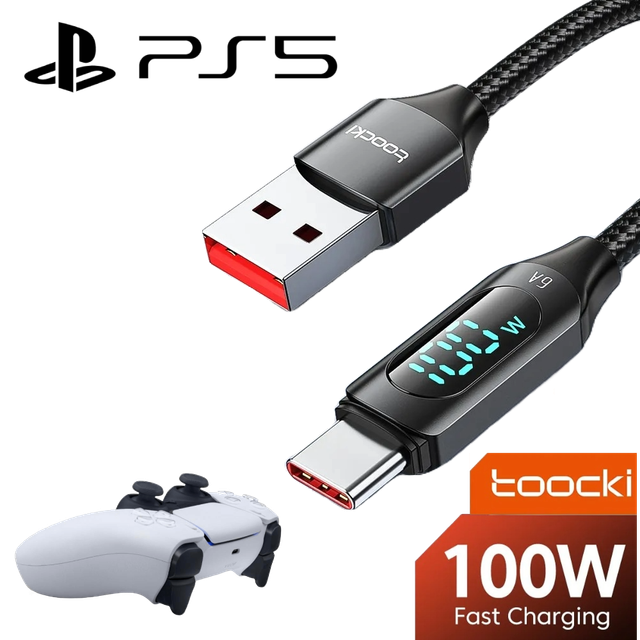 PS5 Controller 2 Meter Charging Cable USB-A to USB-C