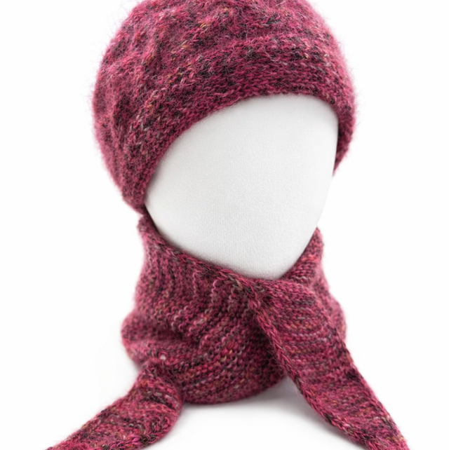 Set Stirnband und Minischal, handgestrickt für Damen, weiche Wolle