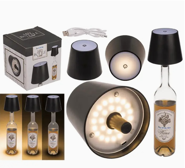Lampe à bouteille LED, noire, 3 modes