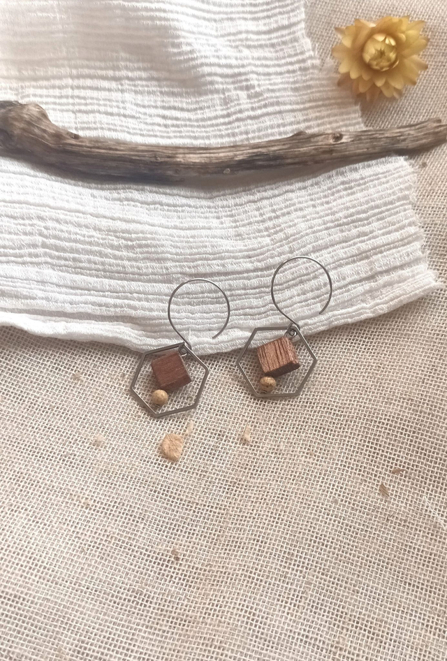 Boucles d&#039;oreilles hexagone