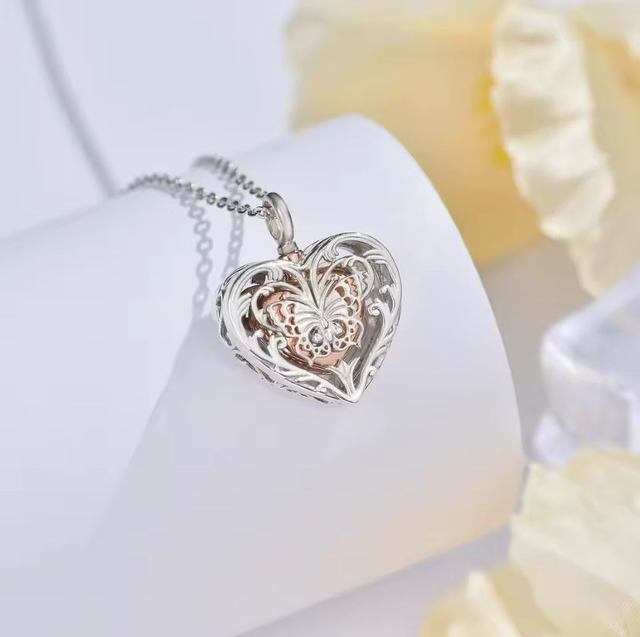Eudora 925 sterling zilver Butterfly In Heart ashanger