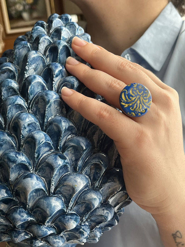 Anello regolabile con piastrella tonda