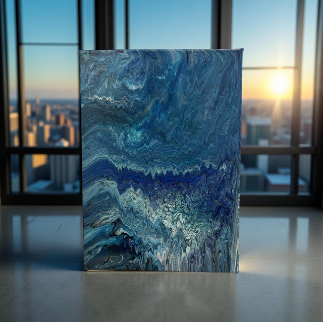 Hand Poured Acrylic Abstract Painting - 16x12 inch - POPOLS114