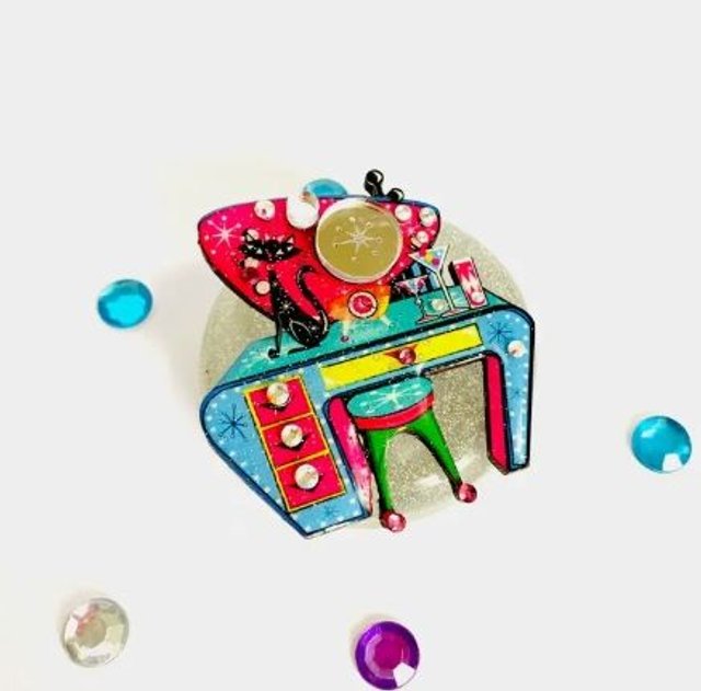 Broche coiffeuse rétro, atomique