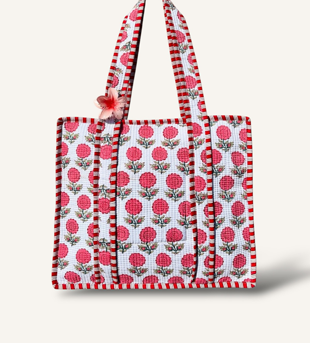 White/Pink Tote Bag