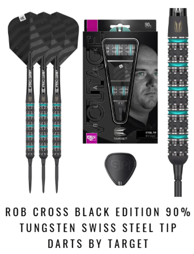 Rob Cross Black Edition 90% Tungsten Swiss Steel Tip Darts by Target 23g