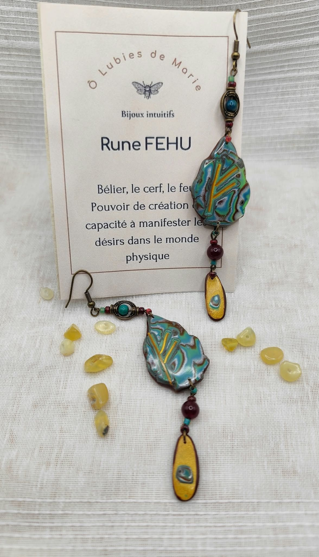 Boucles d’oreilles Fehu – Le feu de la création