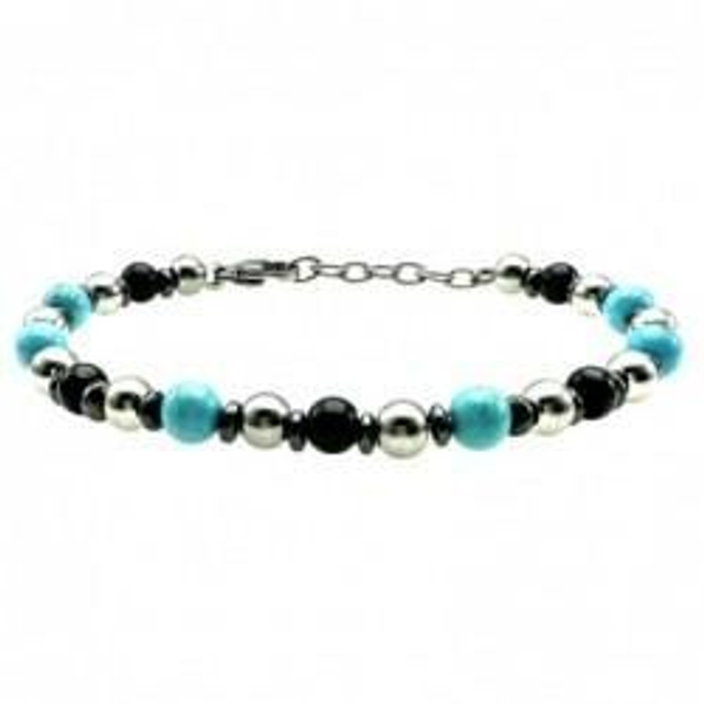 Bracciale uomo con sfere acciaio e pietre naturali bijoux 