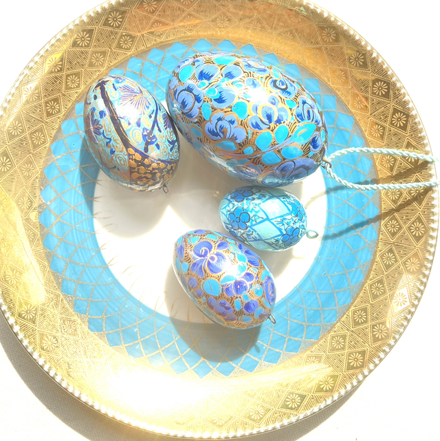 Ostereier aus Holz, handbemalt 