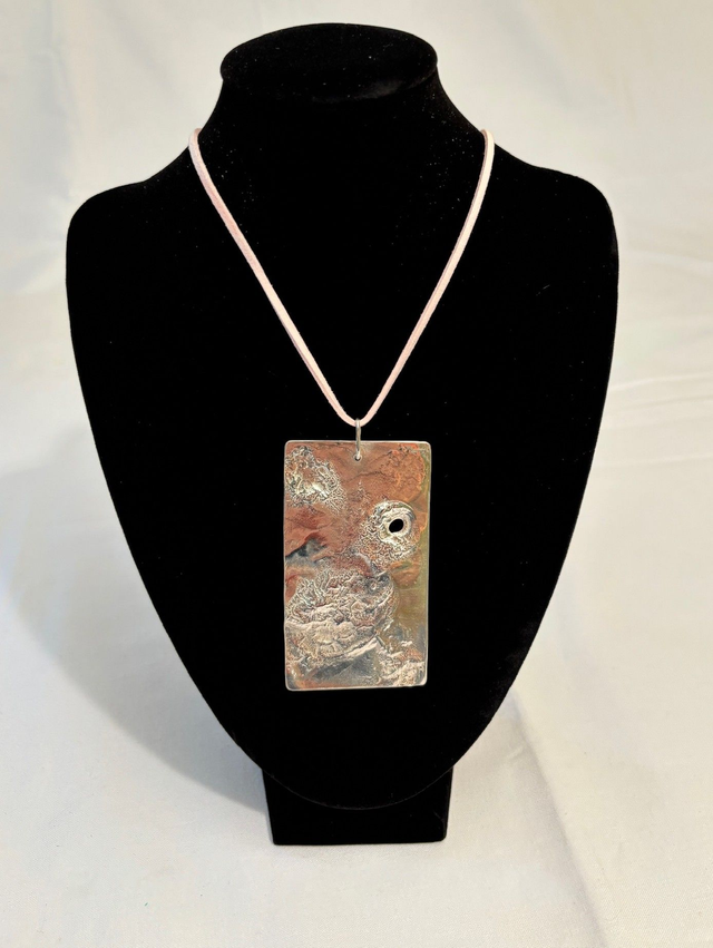 Reticulated Sterling Silver Rectangular Pendant